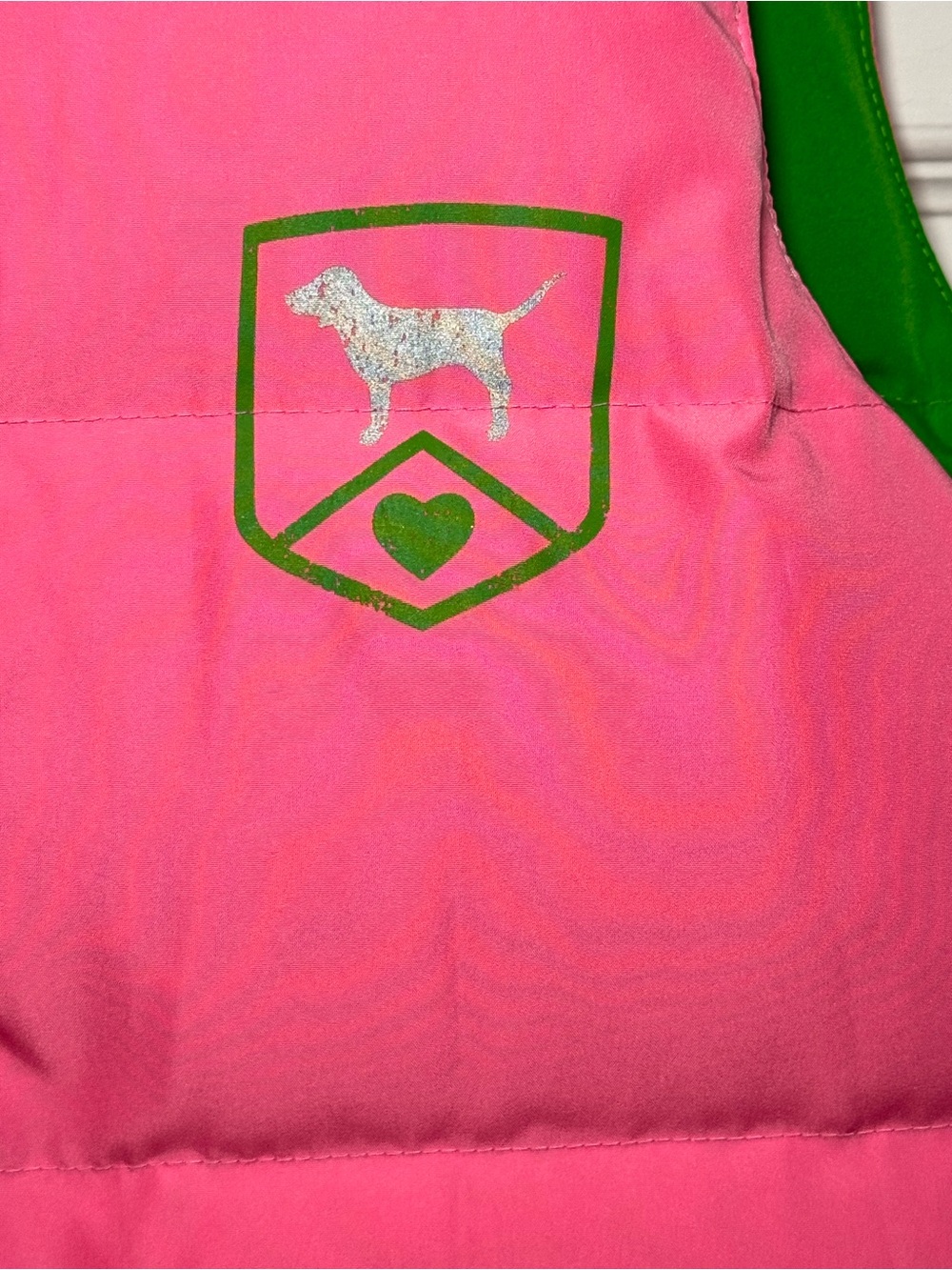 Victoria’s Secret PINK Y2K Reversible Down Puffer Vest Pink Green XS/S - Picture 7 of 10